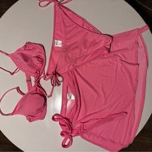 Pink Bikini 3 piece Set with Cover-Up